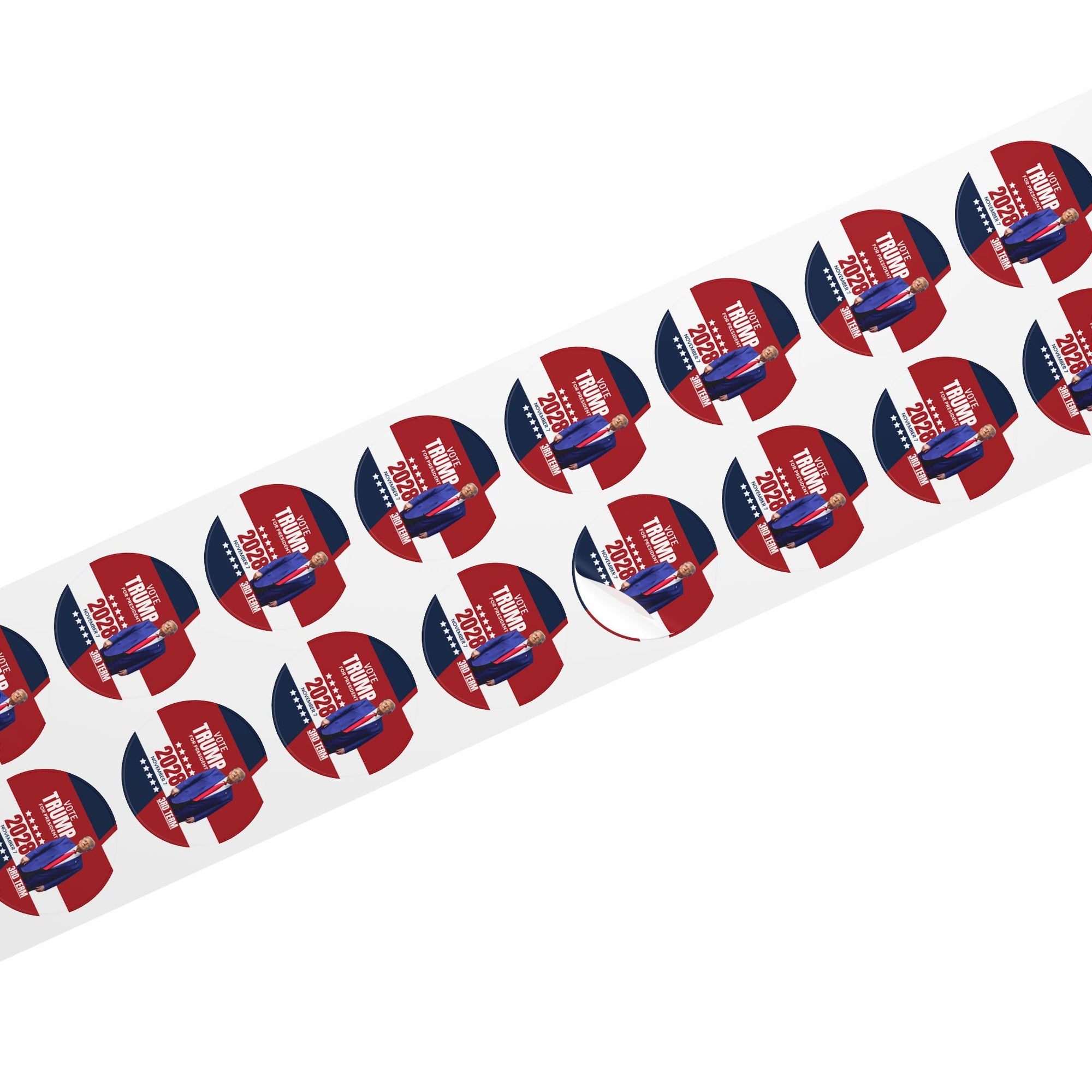 Vote Trump 2028 Round Sticker Rolls - Bold Political Campaign Labels