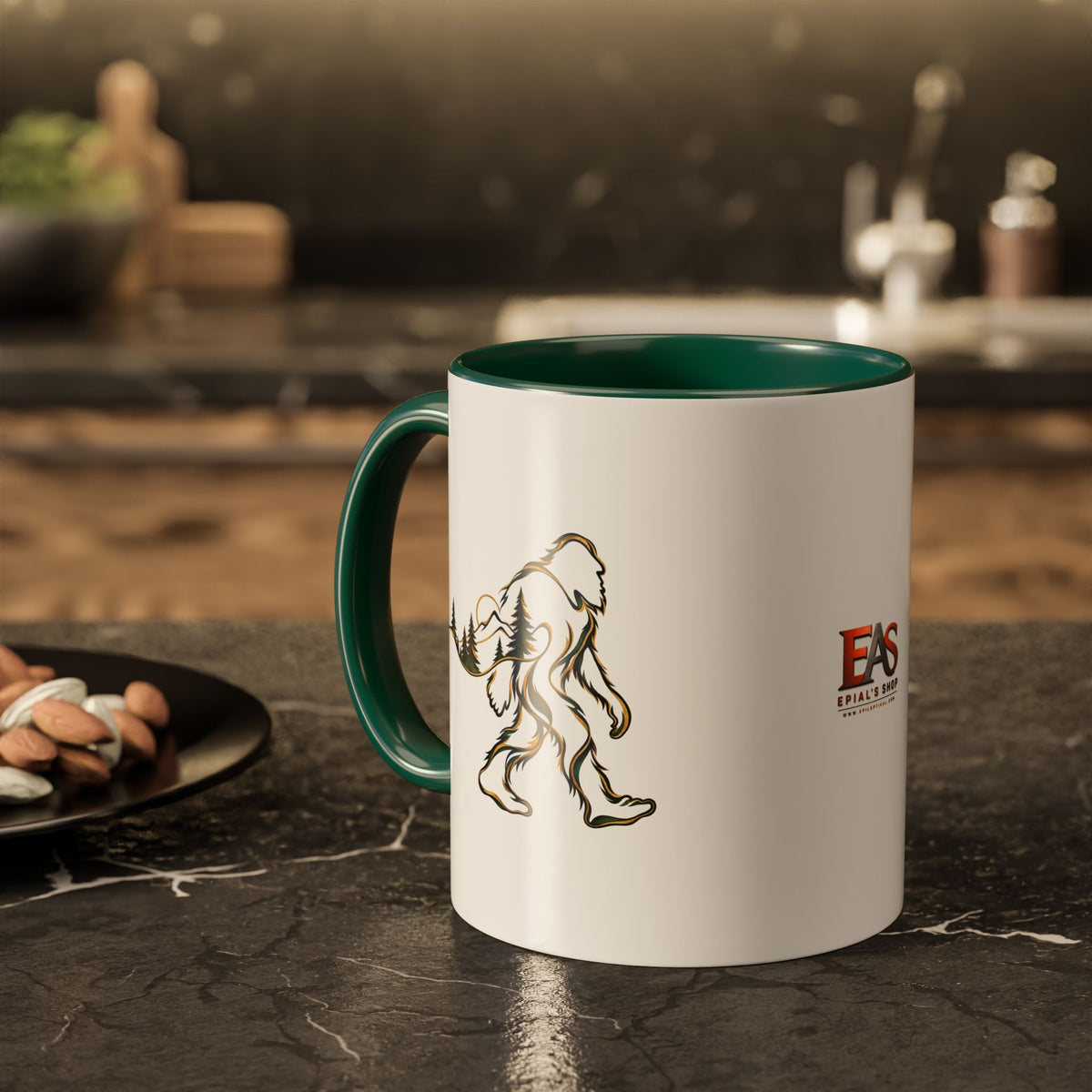 Barely There Bigfoot Ceramic Mug | Abstract Sasquatch Forest Art | 11oz & 15oz