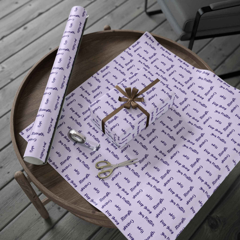 Inspirational Word Wrap – Light Purple Encouragement Gift Wrap