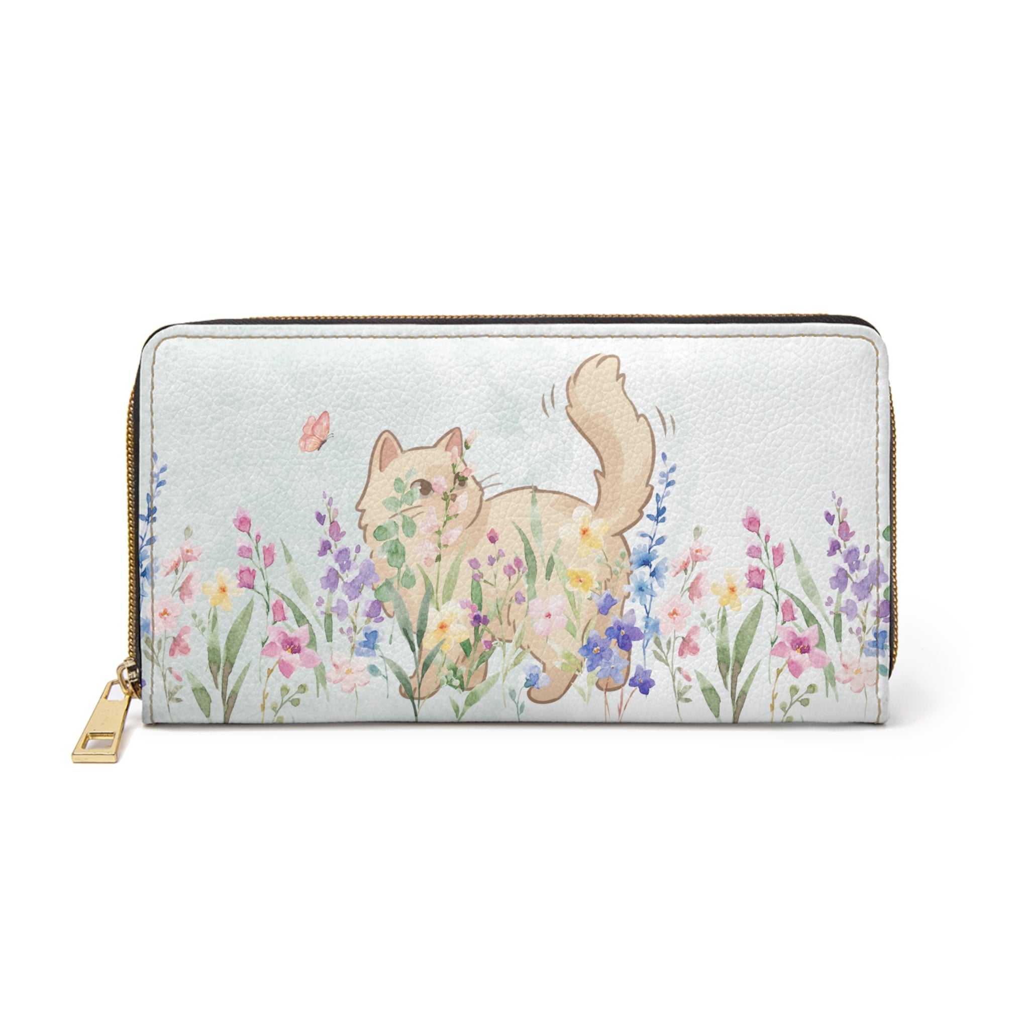 Proud Cat Person Floral Zip Wallet