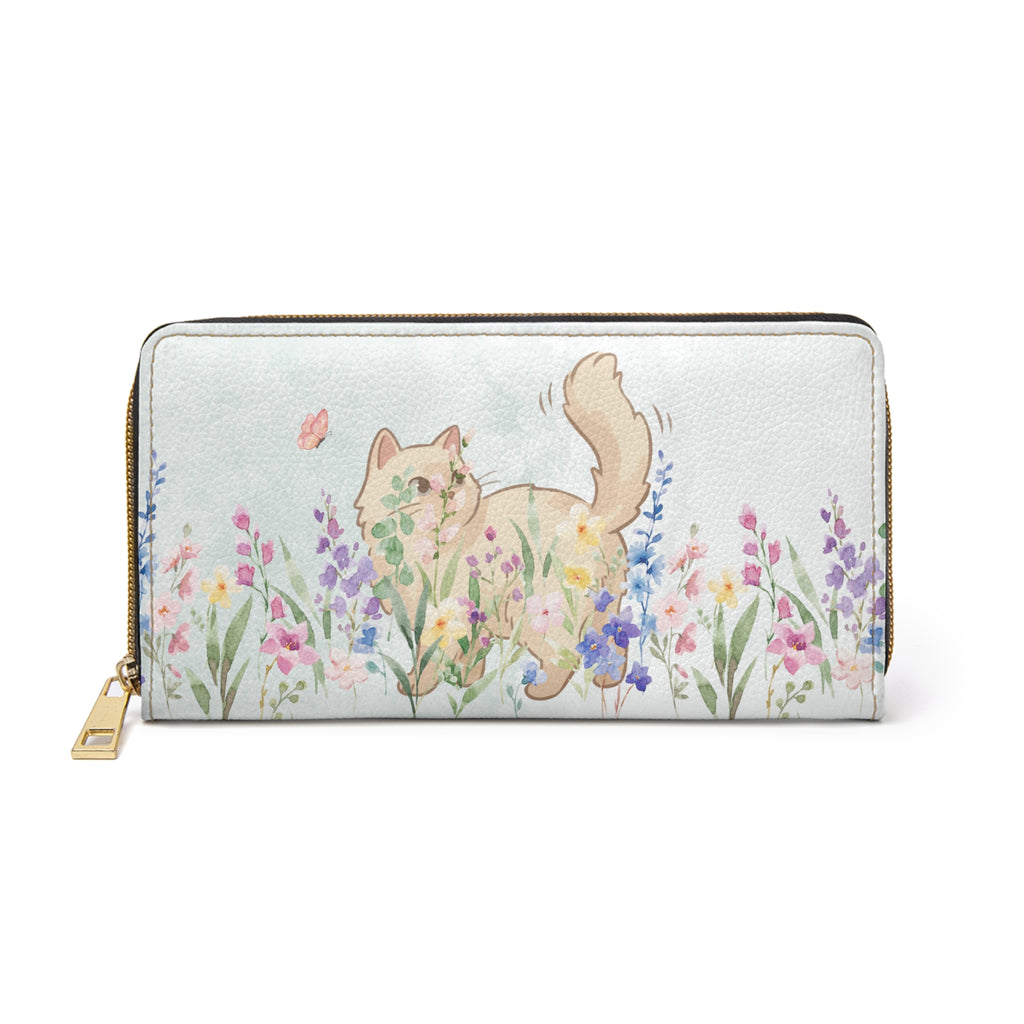 Proud Cat Person Floral Zip Wallet