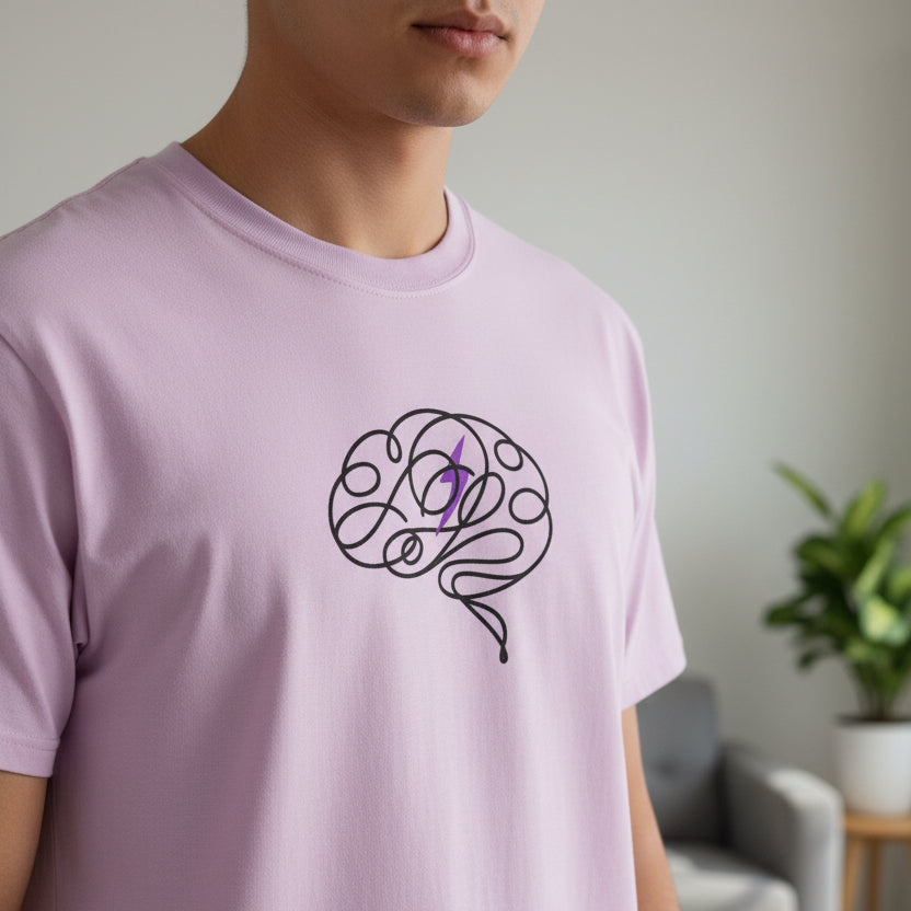 Abstract Brain Line Art T-Shirt – Epilepsy Awareness Edition