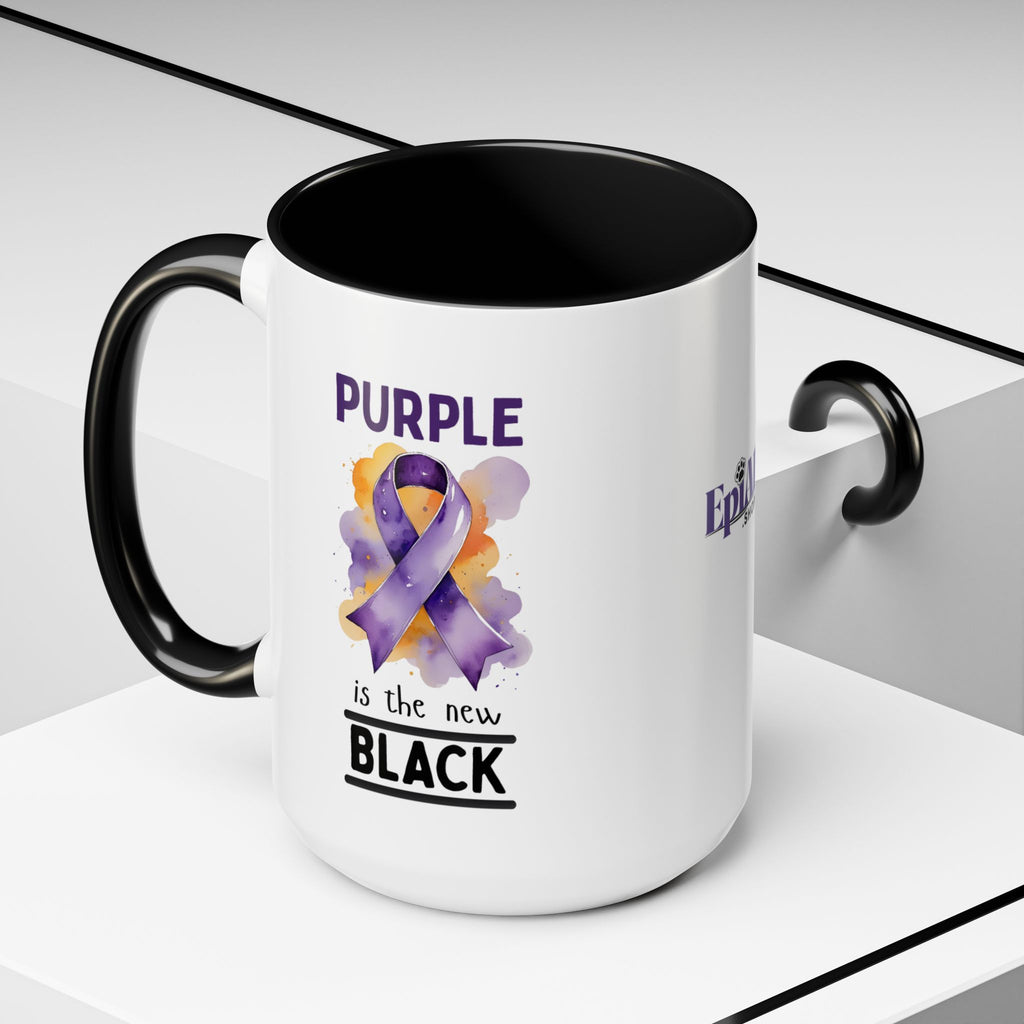 Purple Ribbon Accent Coffee Mug