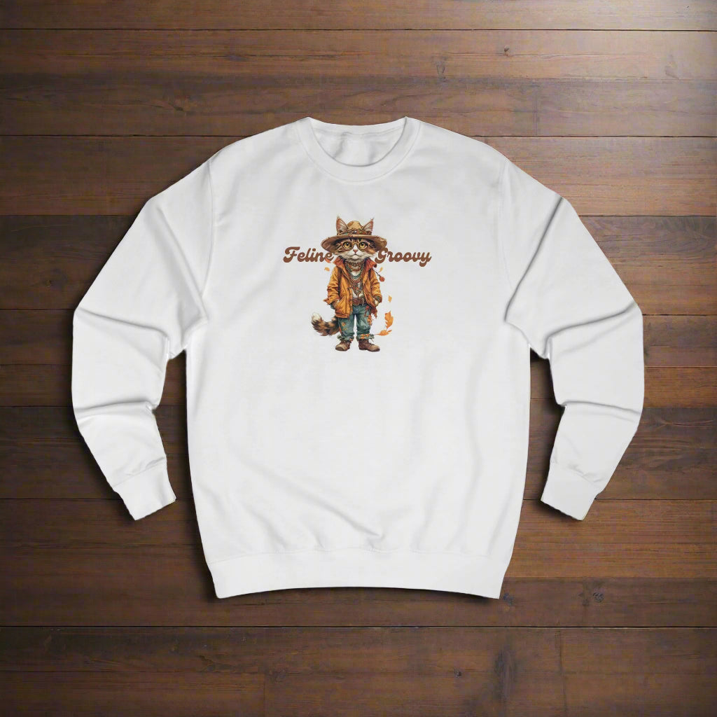 Feline Groovy Unisex Sweatshirt, Cozy Apparel