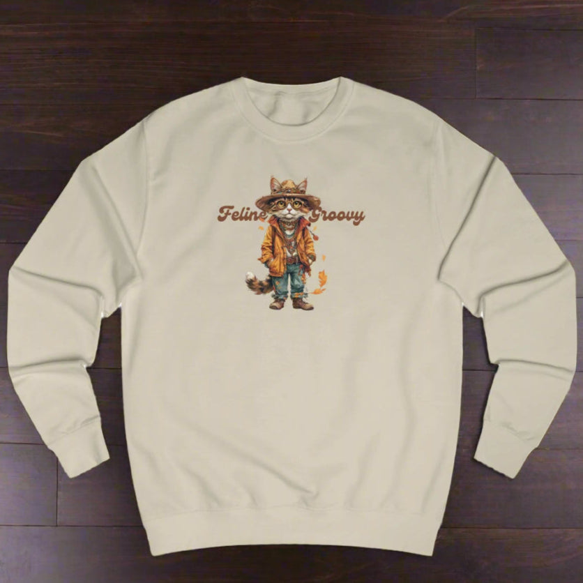 Feline Groovy Unisex Sweatshirt, Cozy Apparel