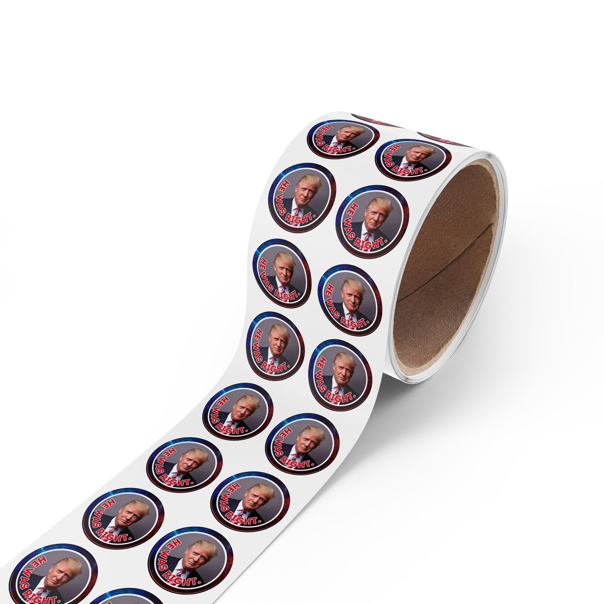 Political Round Sticker Labels – "He Was Right"