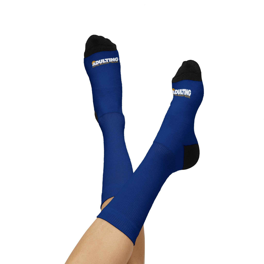Adulting Like You Wouldn’t Believe Political Parody Crew Socks