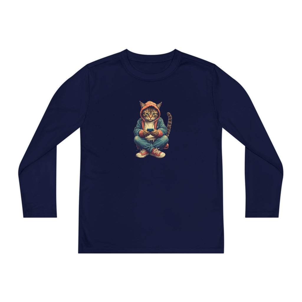 Popular Cat Lover's Youth Long Sleeve Tee, Cute Cat Apparel