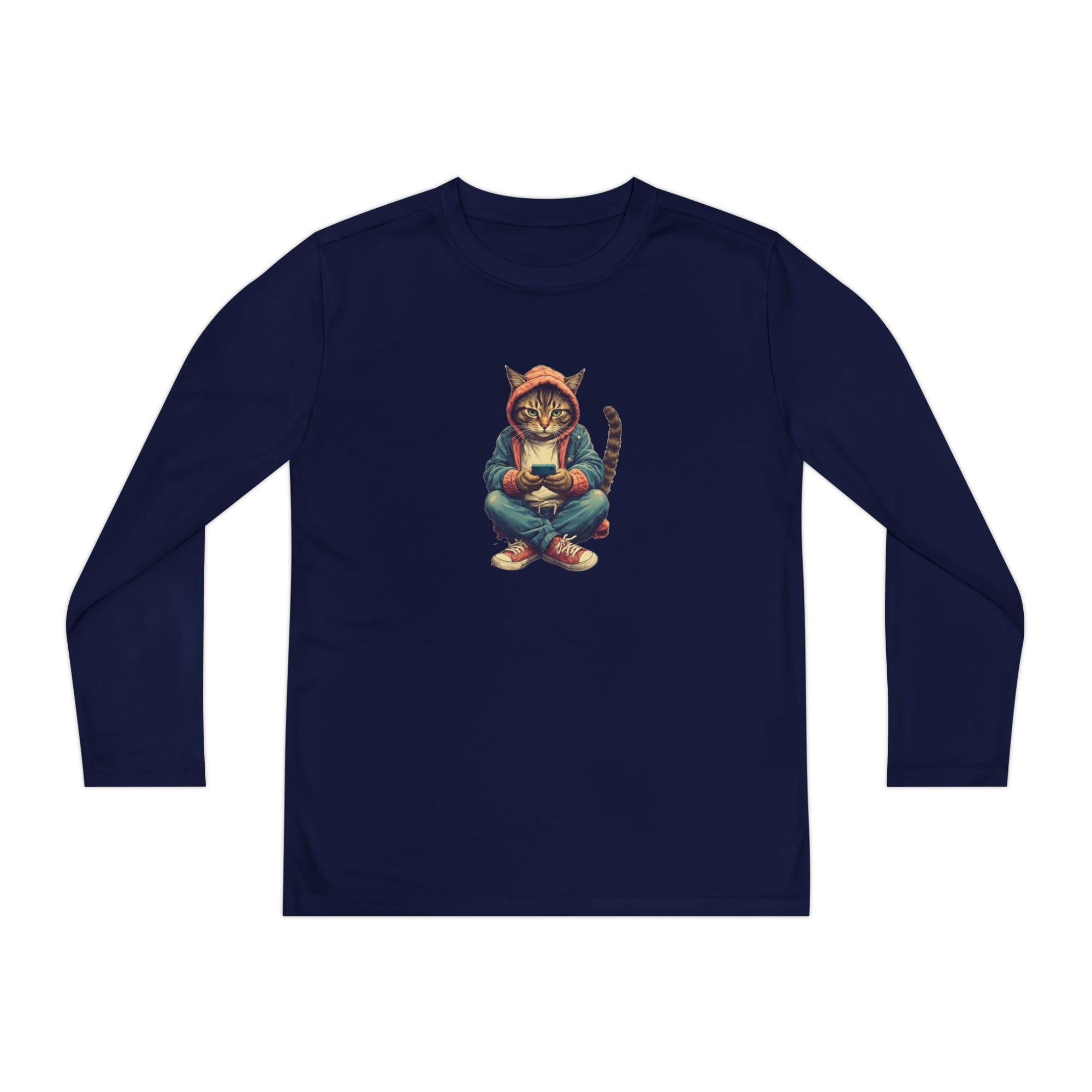 Popular Cat Lover's Youth Long Sleeve Tee, Cute Cat Apparel