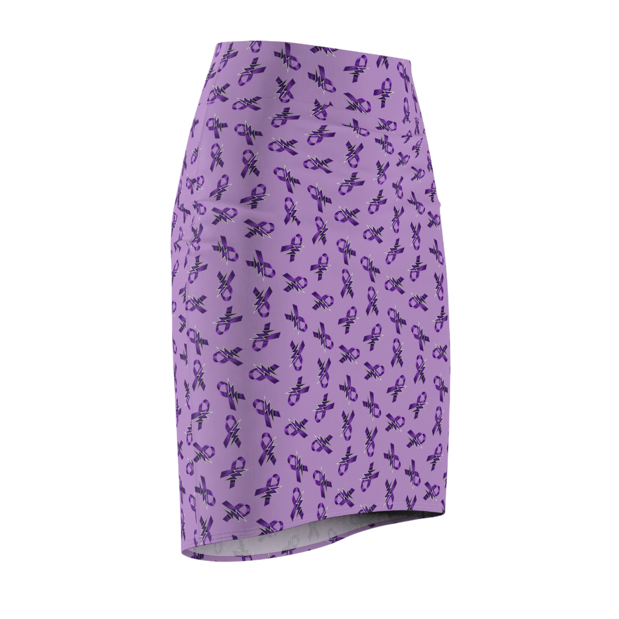 Purple Ribbon and Lightning Epilepsy Awareness Pencil Skirt