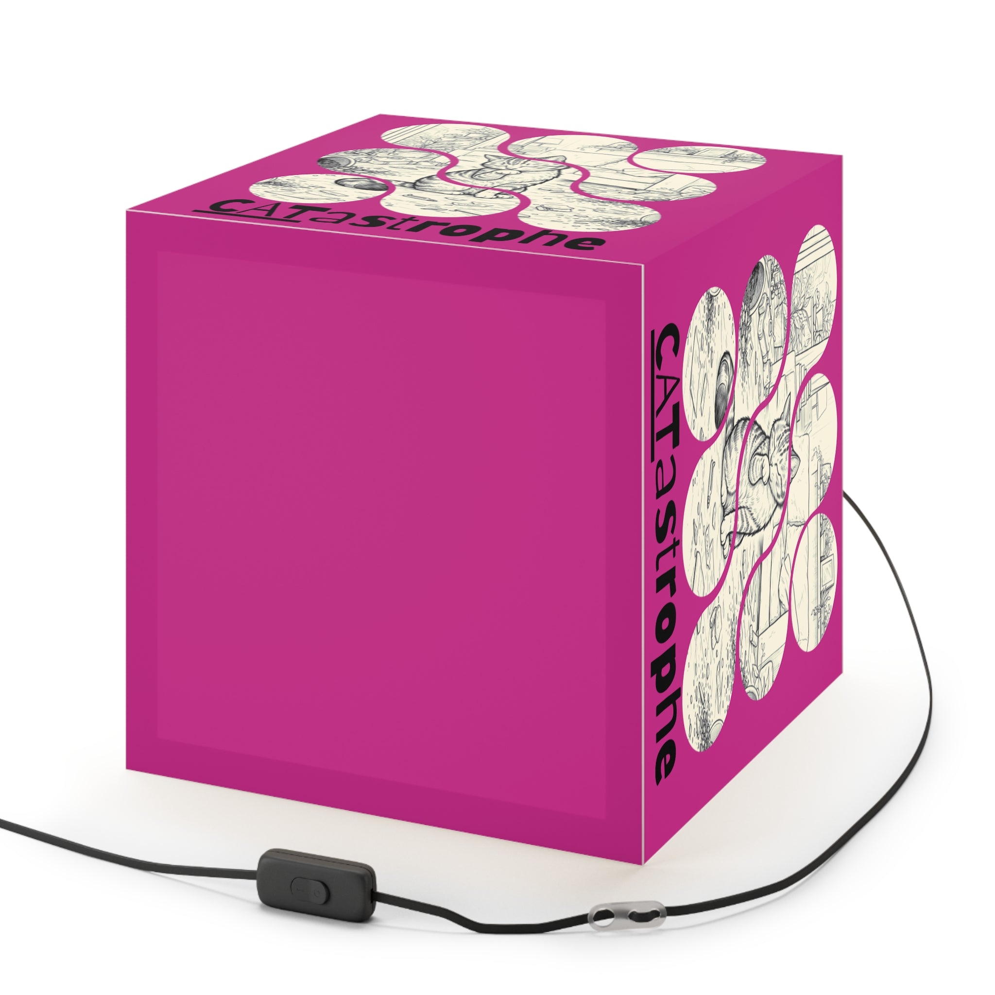 CATastrophe Cat Cube Lamp – Funny Cat Lover Accent Lamp