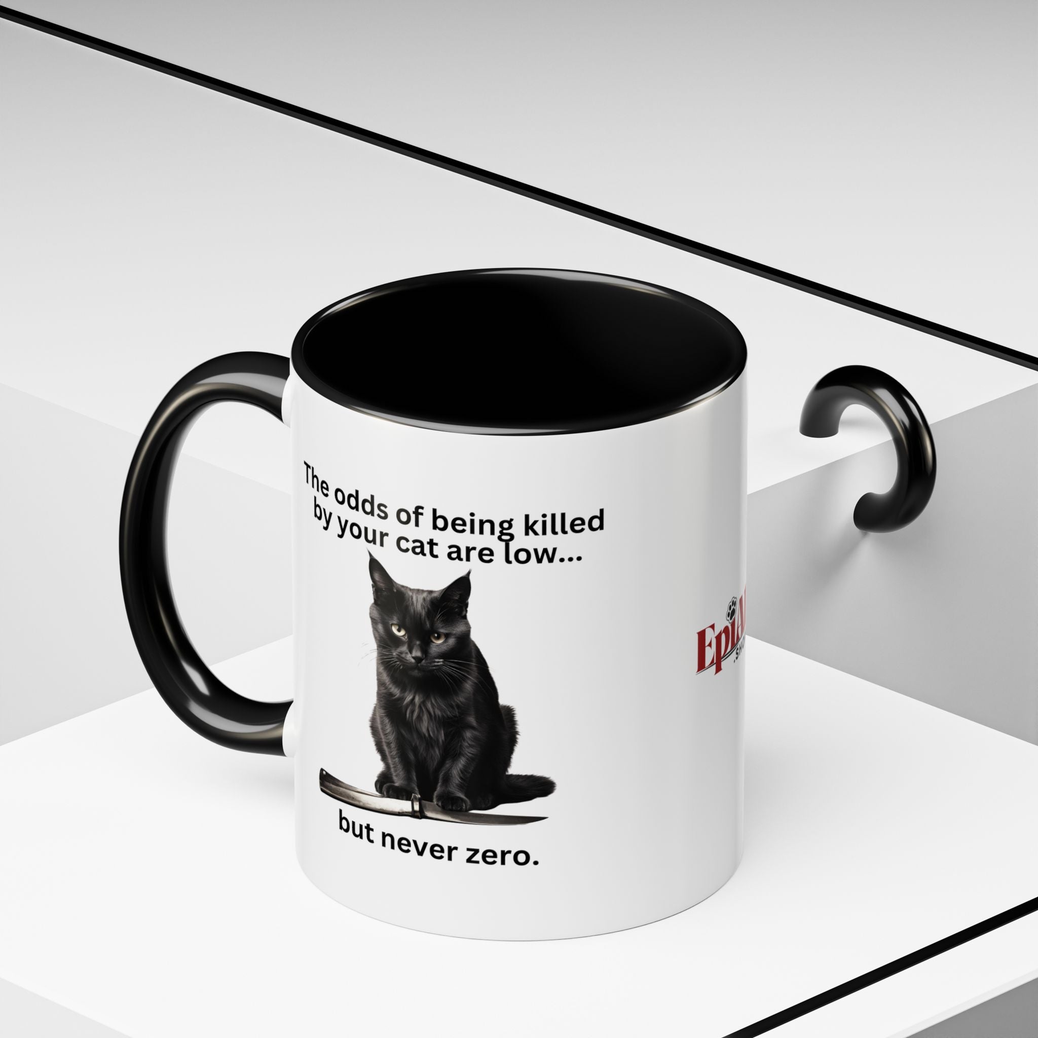 Photo depicting the ​Killer Cat Odds Accent Coffee Mug (11, 15oz) from EpiAl's Shop.