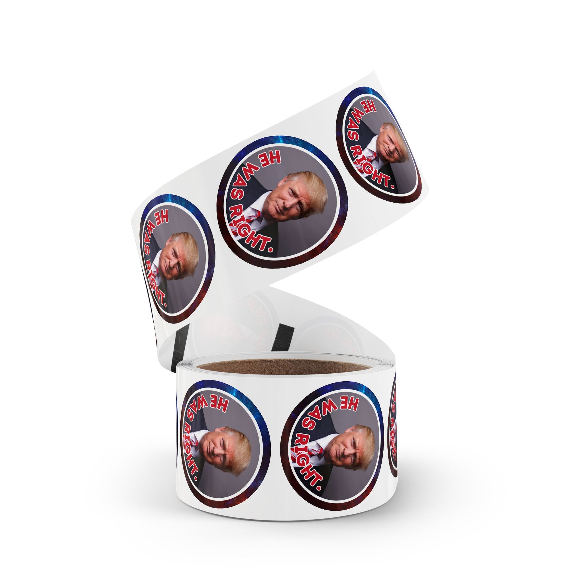 Political Round Sticker Labels – "He Was Right"