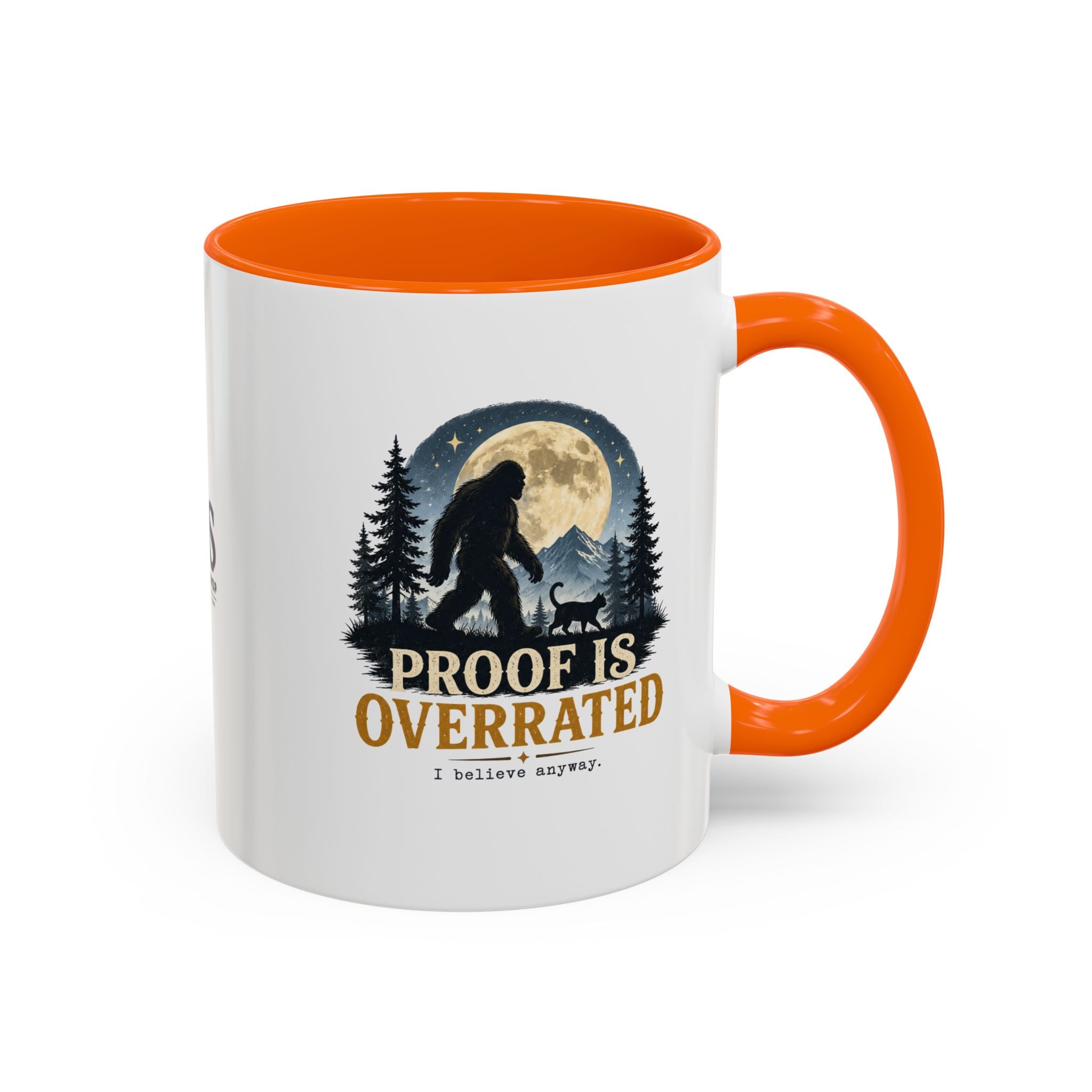 Proof Is Overrated Sasquatch & Black Cat Accent Mug