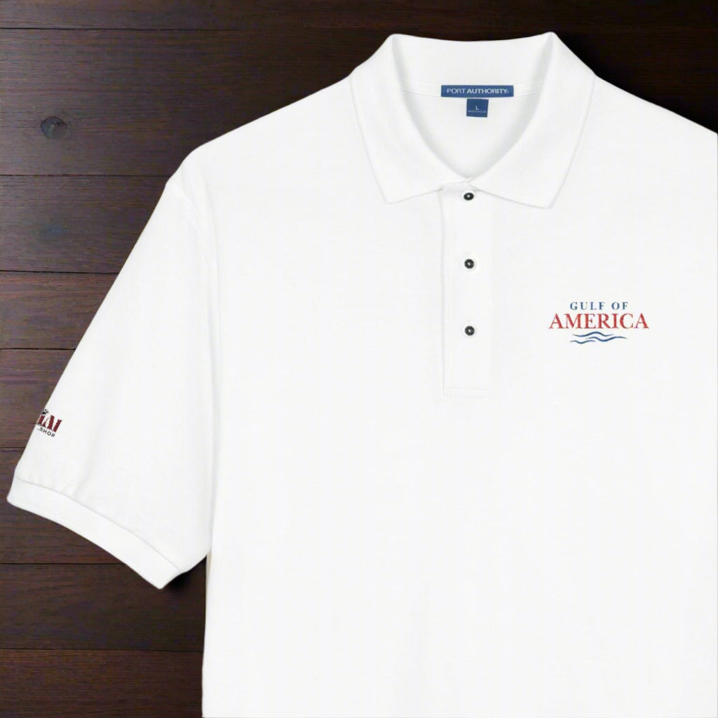 Classic White Gulf Coast Embroidered Unisex Polo Shirt