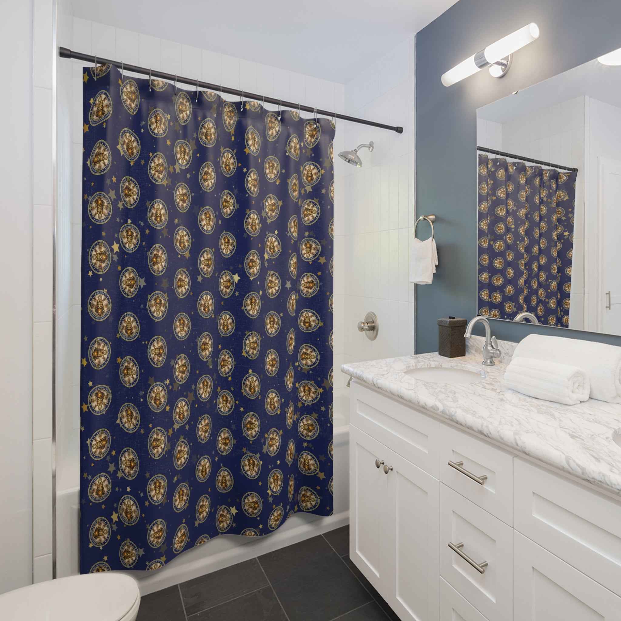 Bureau of Steam & Emotional Regulation Shower Curtain | Celestial Pattern