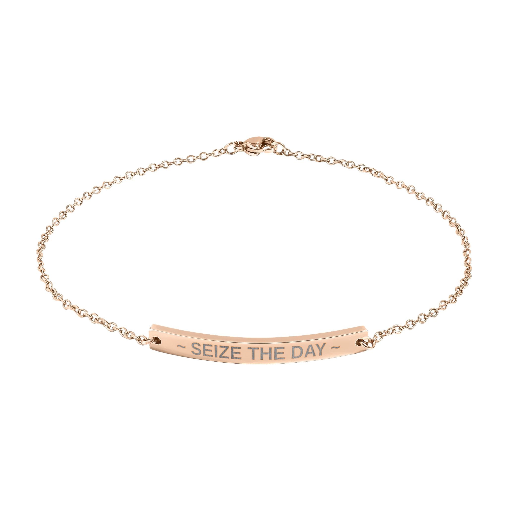 Seize the Day Engraved Anklet | Inspirational Stainless Steel Anklet