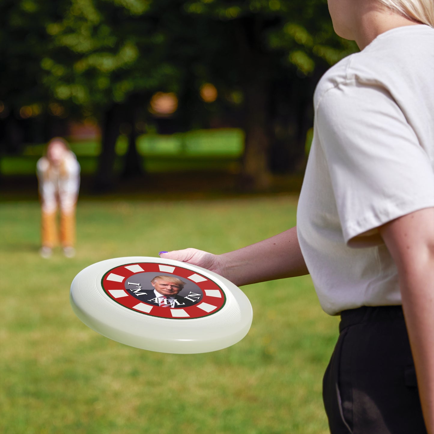 I'm All In with Trump Political Themed Frisbee - Fun Outdoor Game