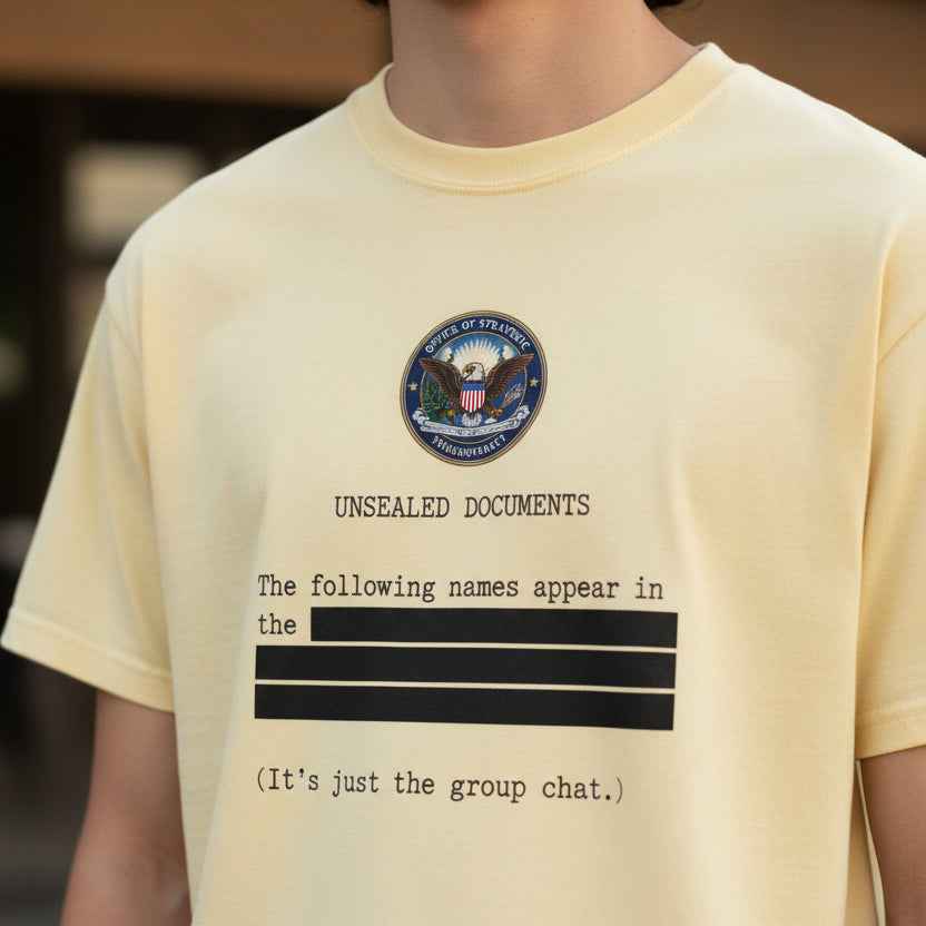 Unsealed Documents Unisex T-Shirt – Redacted Group Chat Political Satire Tee