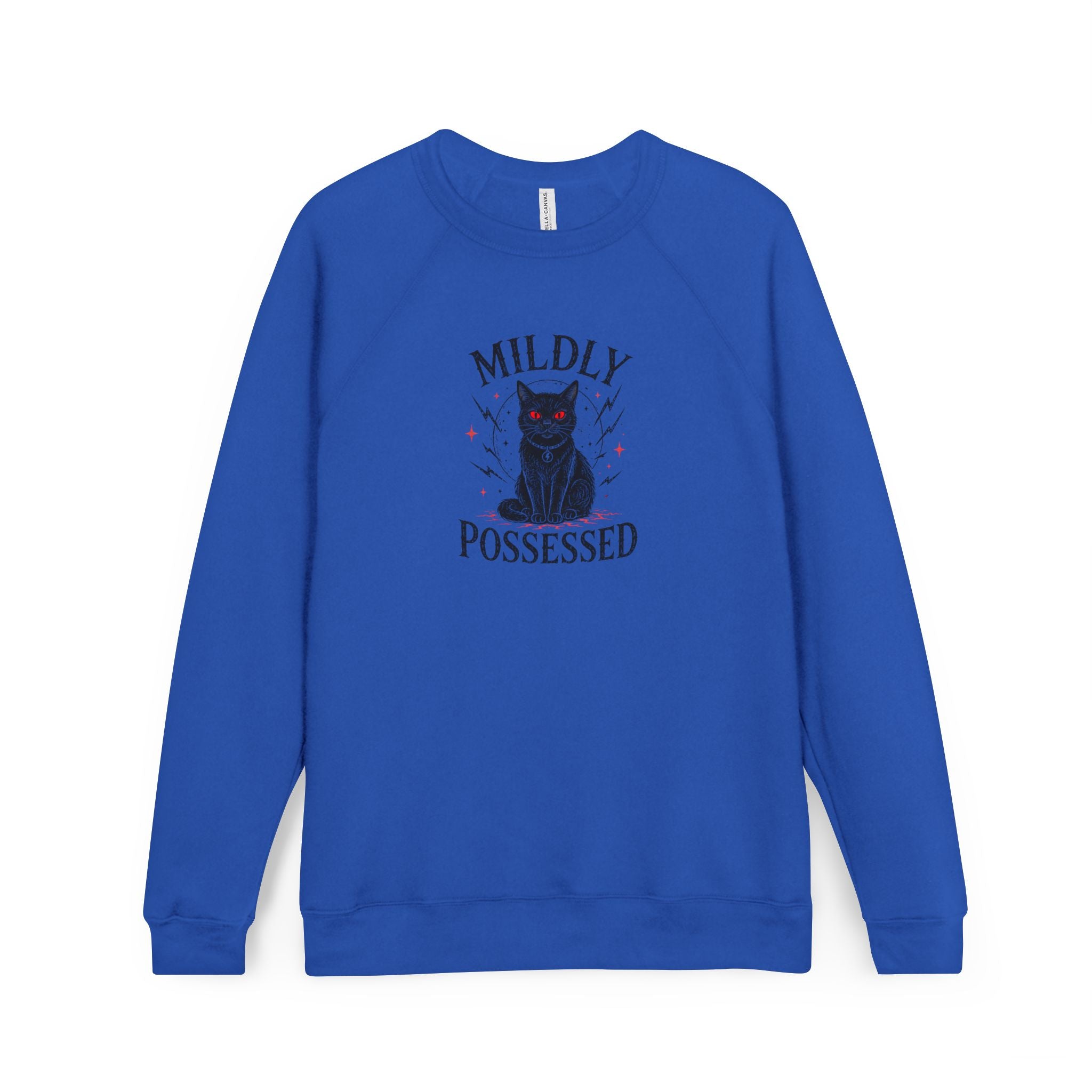 Mildly Possessed Black Cat Raglan Sweatshirt