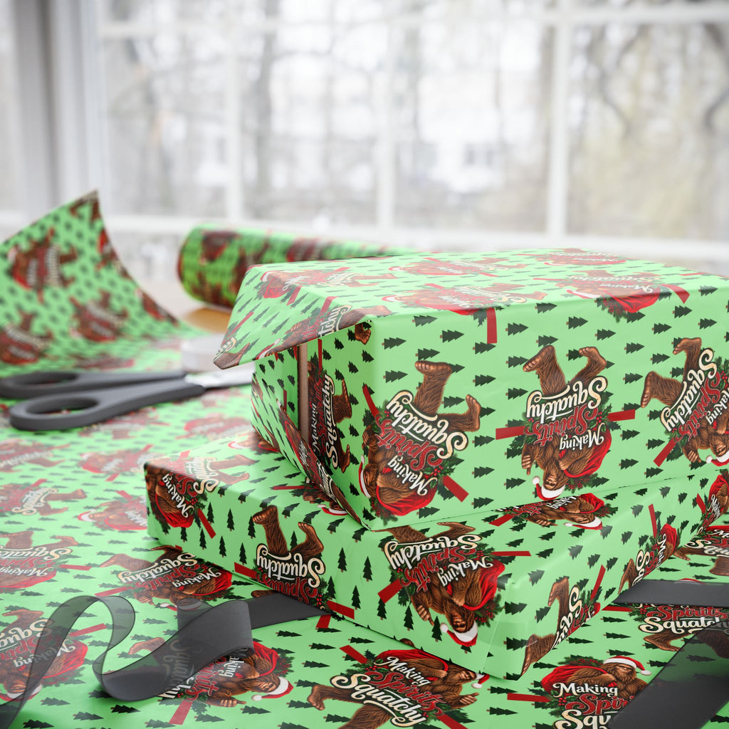 Making Spirits Squatchy Christmas Wrapping Paper | Bigfoot Holiday Gift Wrap