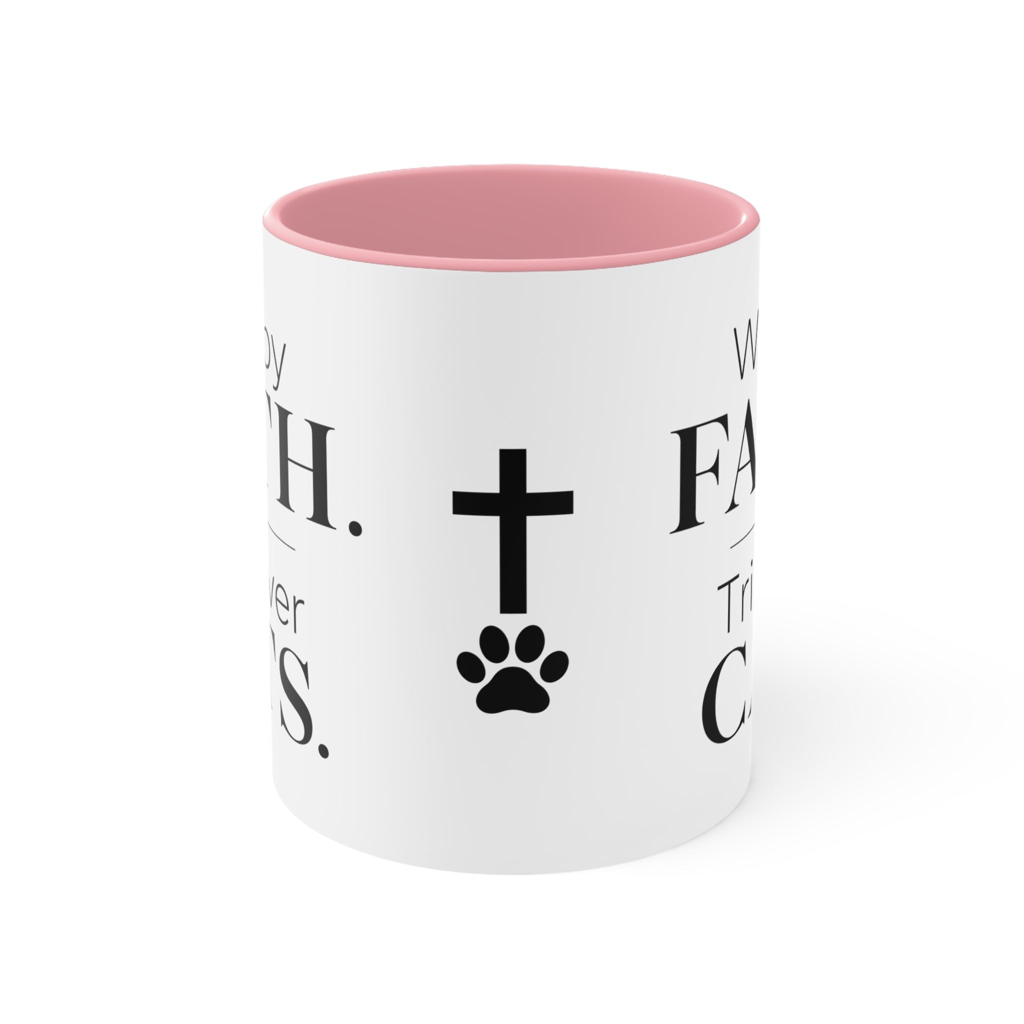 Walk by Faith, Trip Over Cats Accent Mug