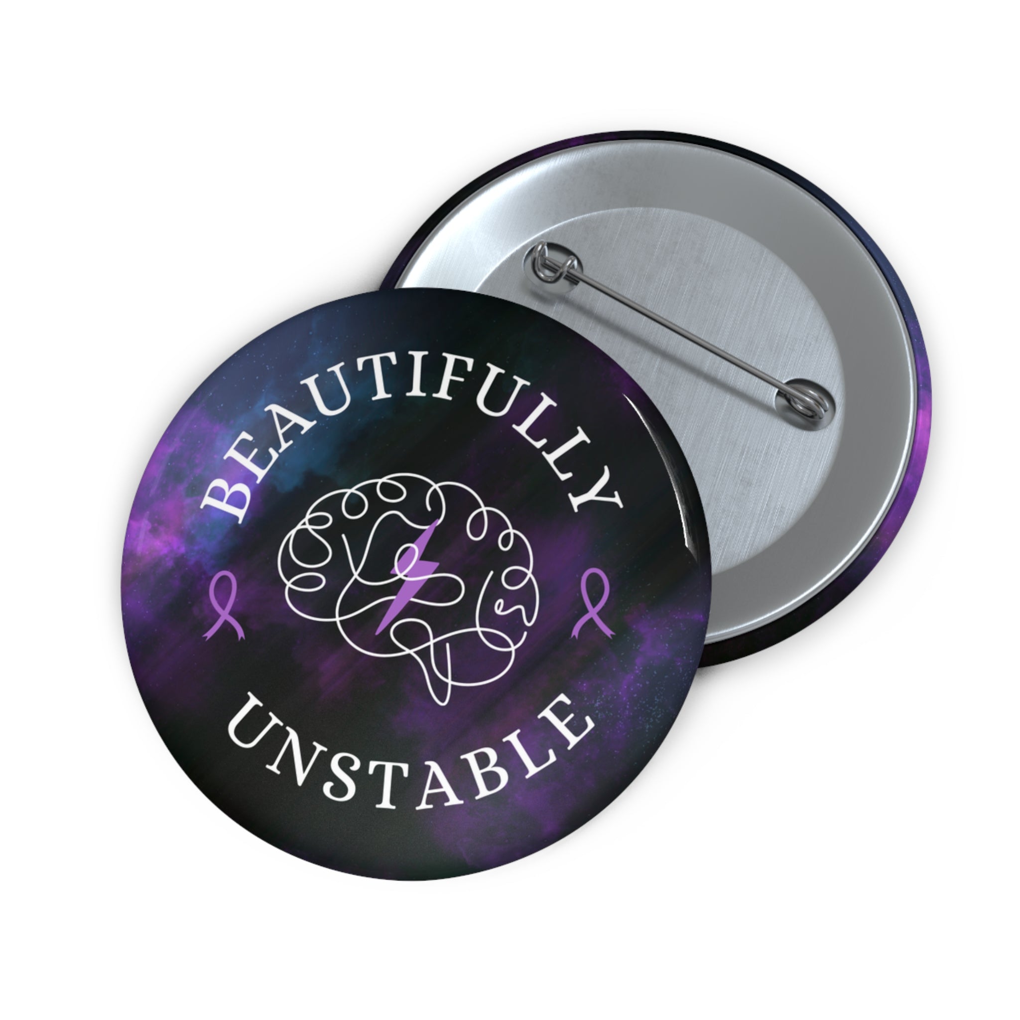 Beautifully Unstable Epilepsy Awareness Galaxy Pinback Button