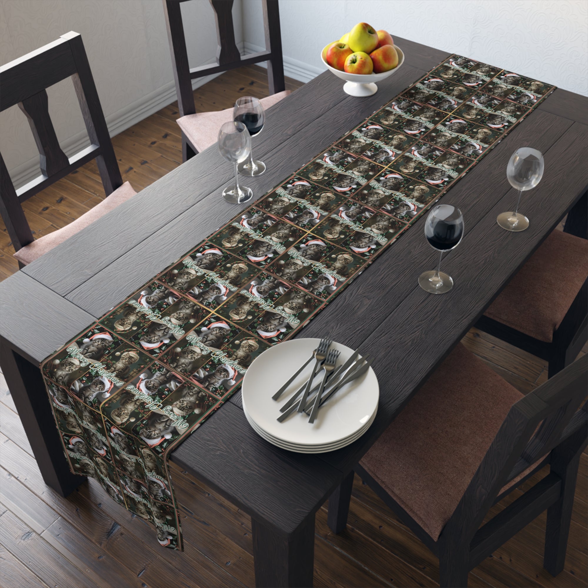 Meowy Christmas Festive Table Runner