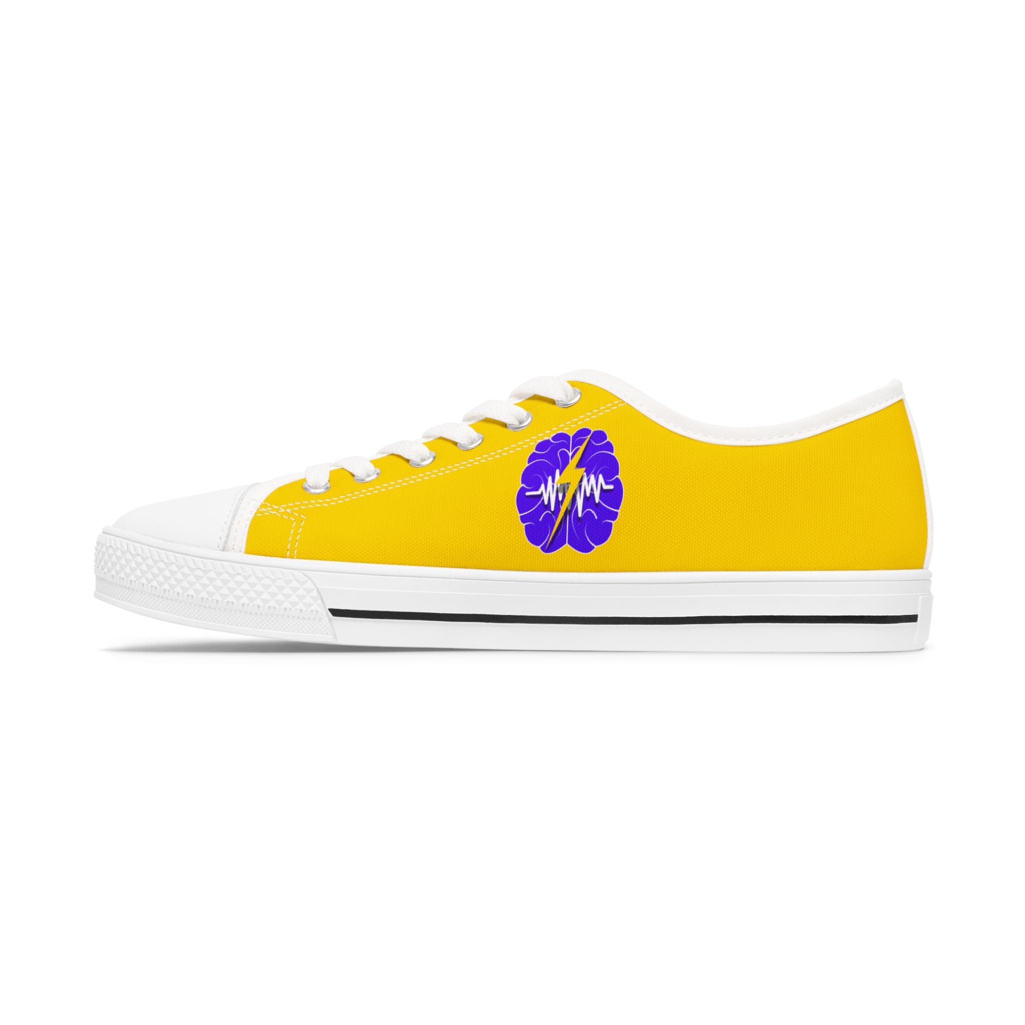 Electric Brain Yellow Low-Top Sneakers for Women