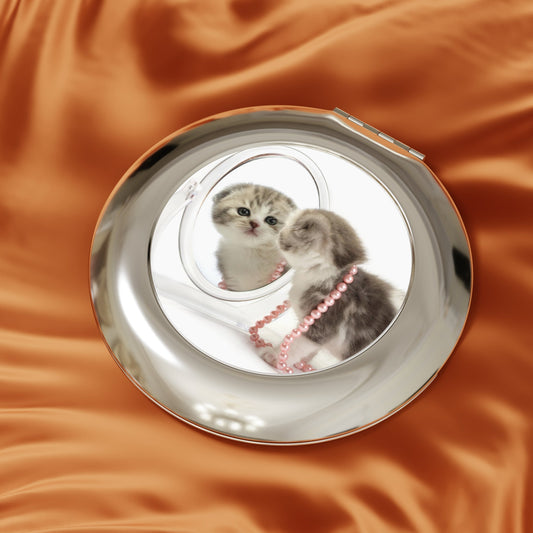 Adorable Kitten Compact Travel Mirror - Perfect for Pet Lovers Printify