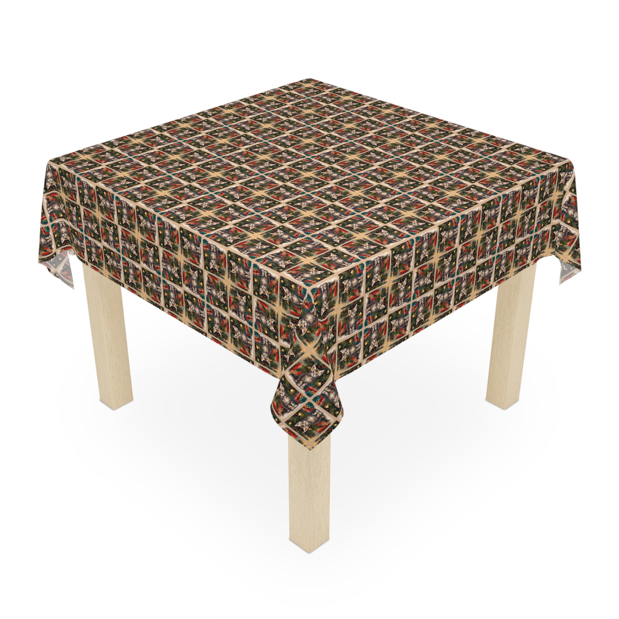 Throwback Christmas Kitten Tablecloth