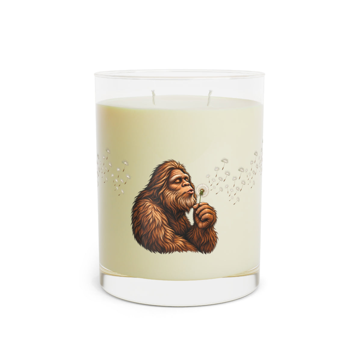 Bigfoot Blowing Dandelion Soy Candle | Sasquatch Glass Jar Candle