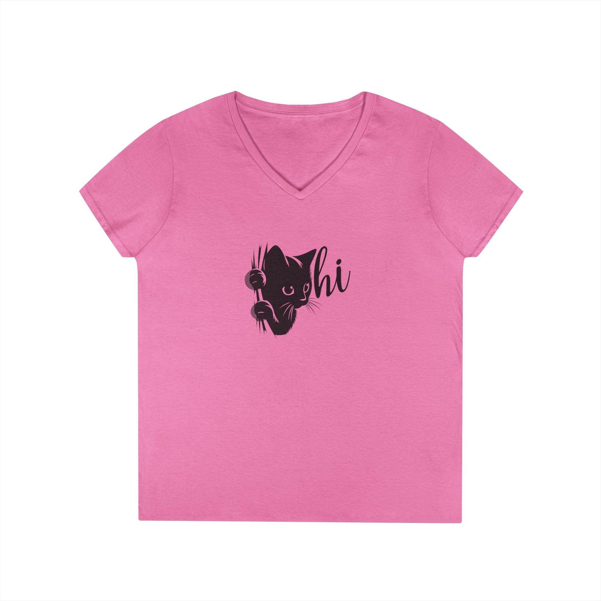 Cute Cat V-Neck T-Shirt - Casual Tee for Cat Lovers