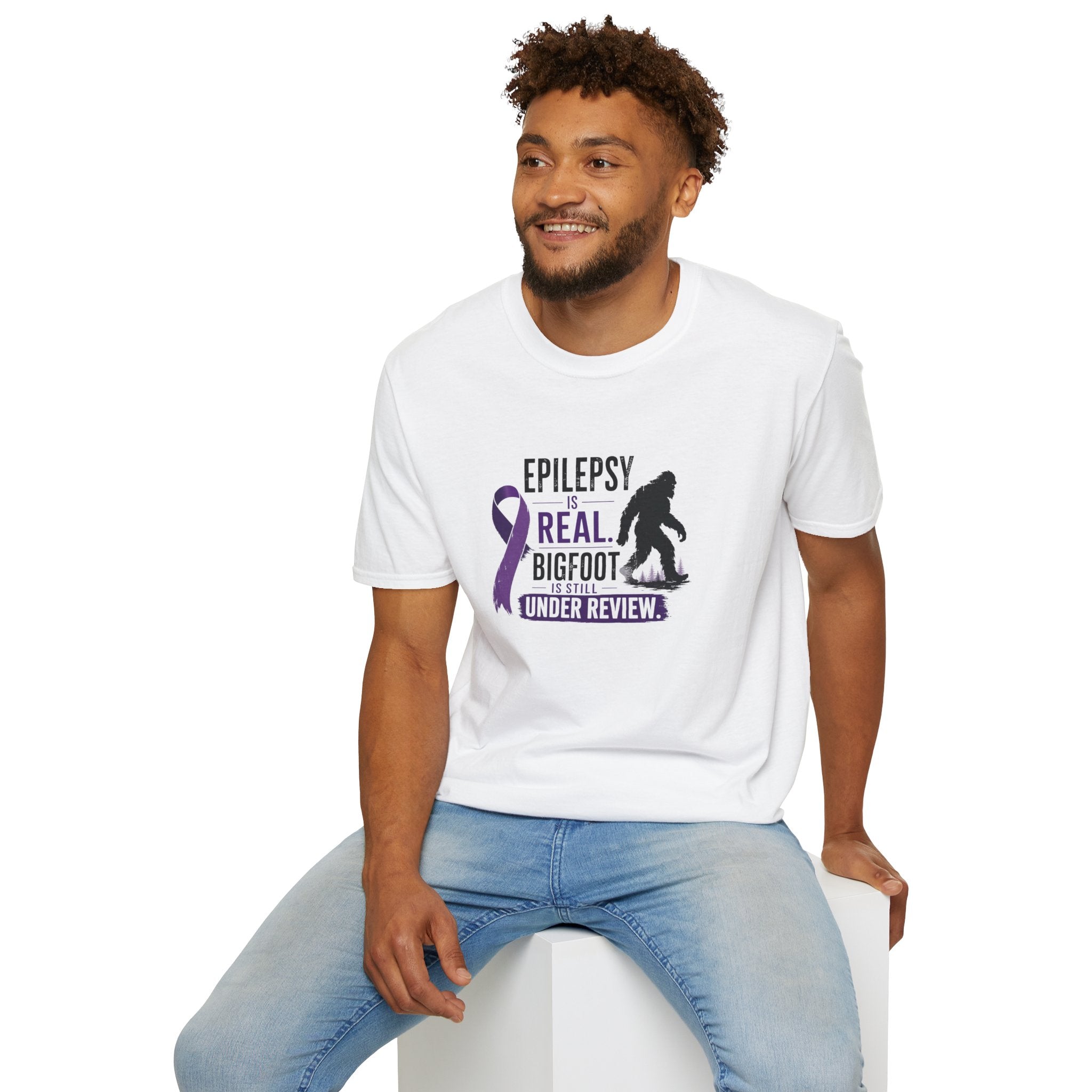 Epilepsy Awareness T-Shirt — "Epilepsy is Real" Purple Ribbon Bigfoot Design