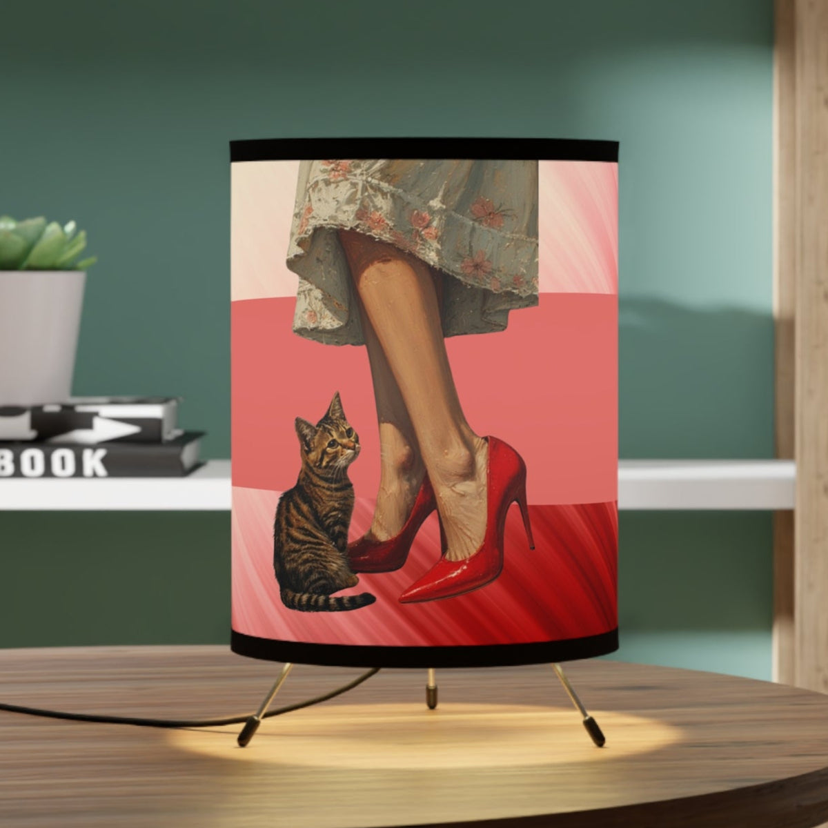 High Heeled Cat Lady Tripod Lamp, Unique Gift for Cat Ladies