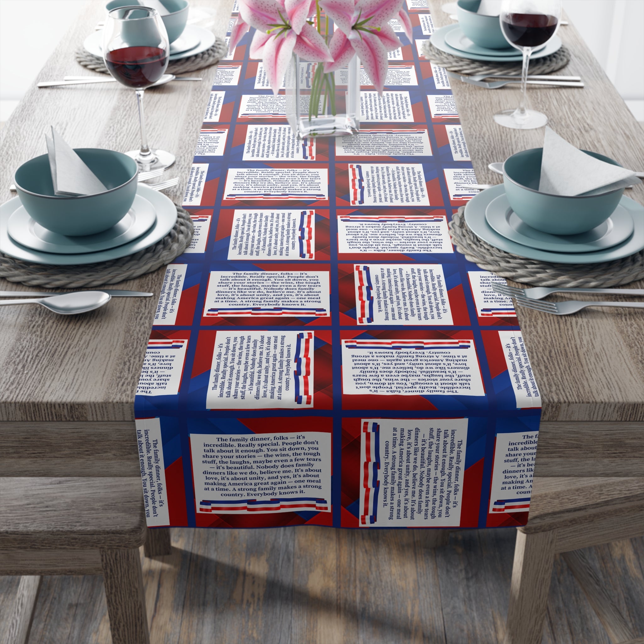 Make Family Dinners Great Again Parody Table Runner – Funny Political Décor