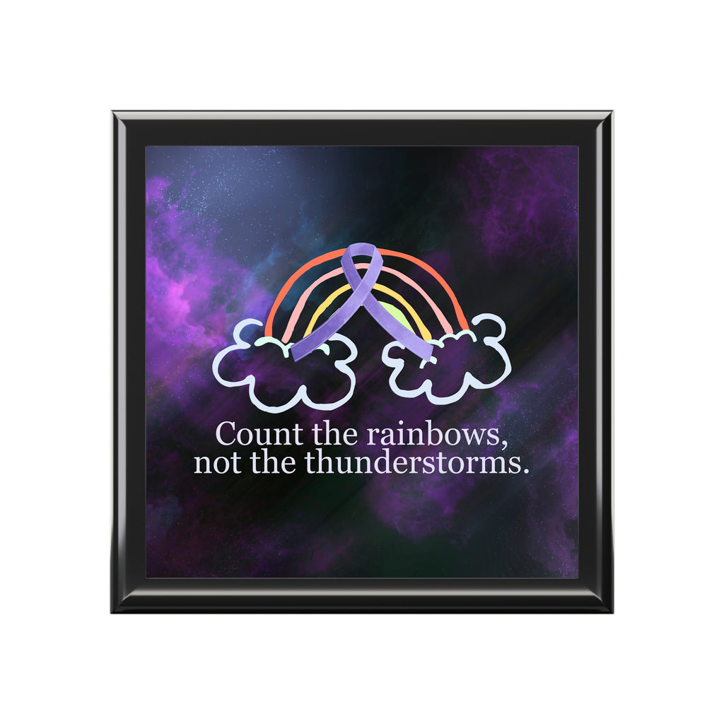 Inspirational Jewelry Box - 'Count the Rainbows, Not the Thunderstorms'