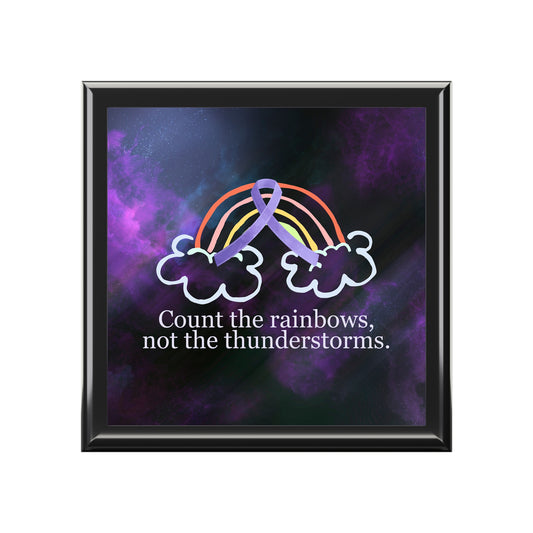 Inspirational Jewelry Box - 'Count the Rainbows, Not the Thunderstorms'