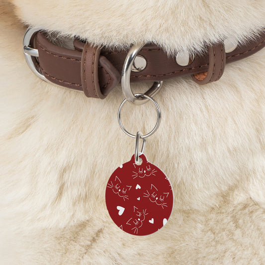 White Kitty on Red Pet Tag