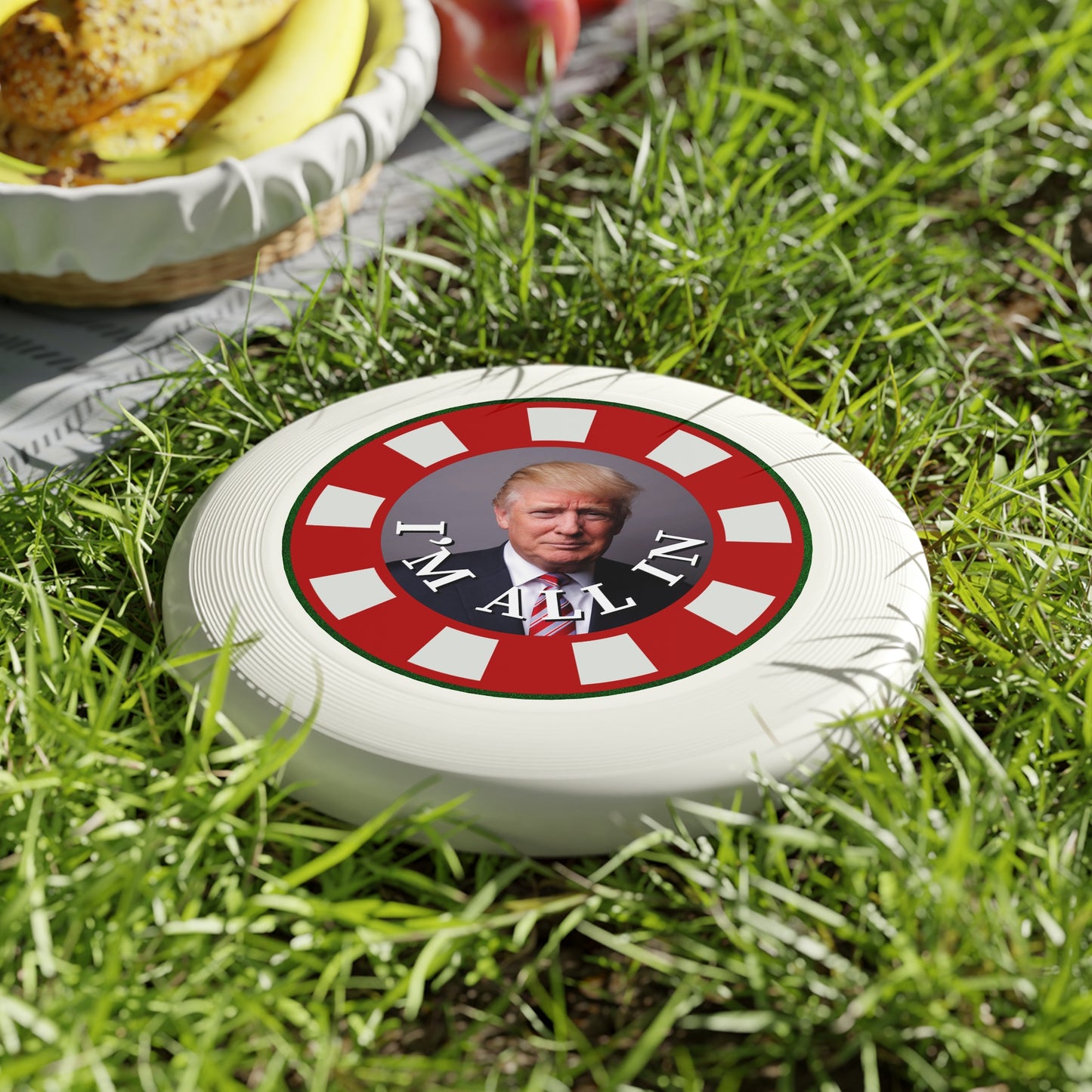 I'm All In with Trump Political Themed Frisbee - Fun Outdoor Game