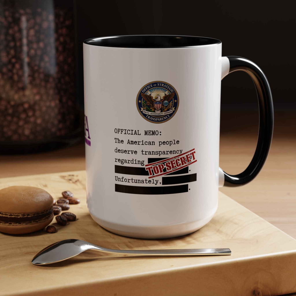 Official Memo Top Secret Coffee Mug – Political Satire Two-Tone Mug