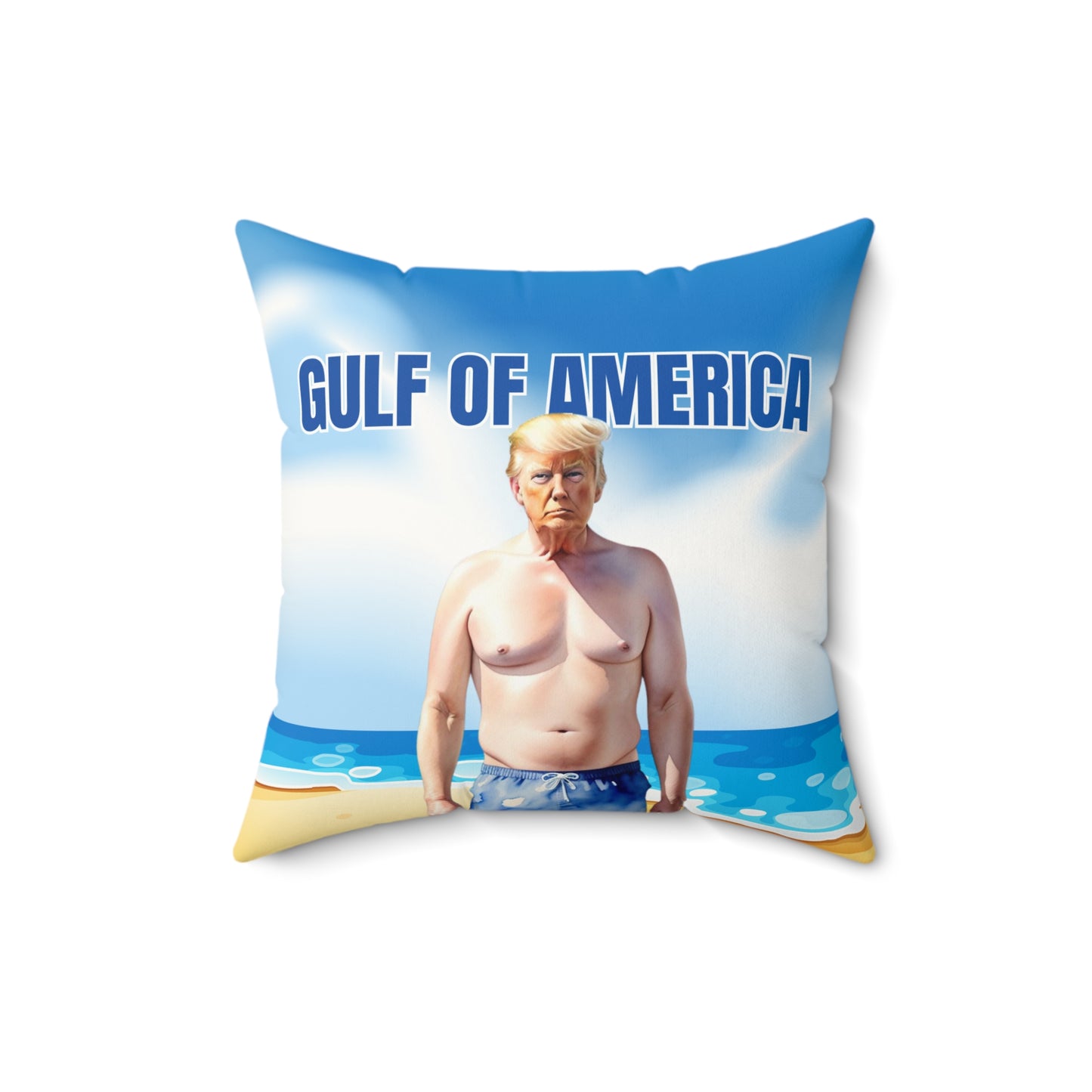 Gulf of America Faux Suede Square Pillow - Beach Decor
