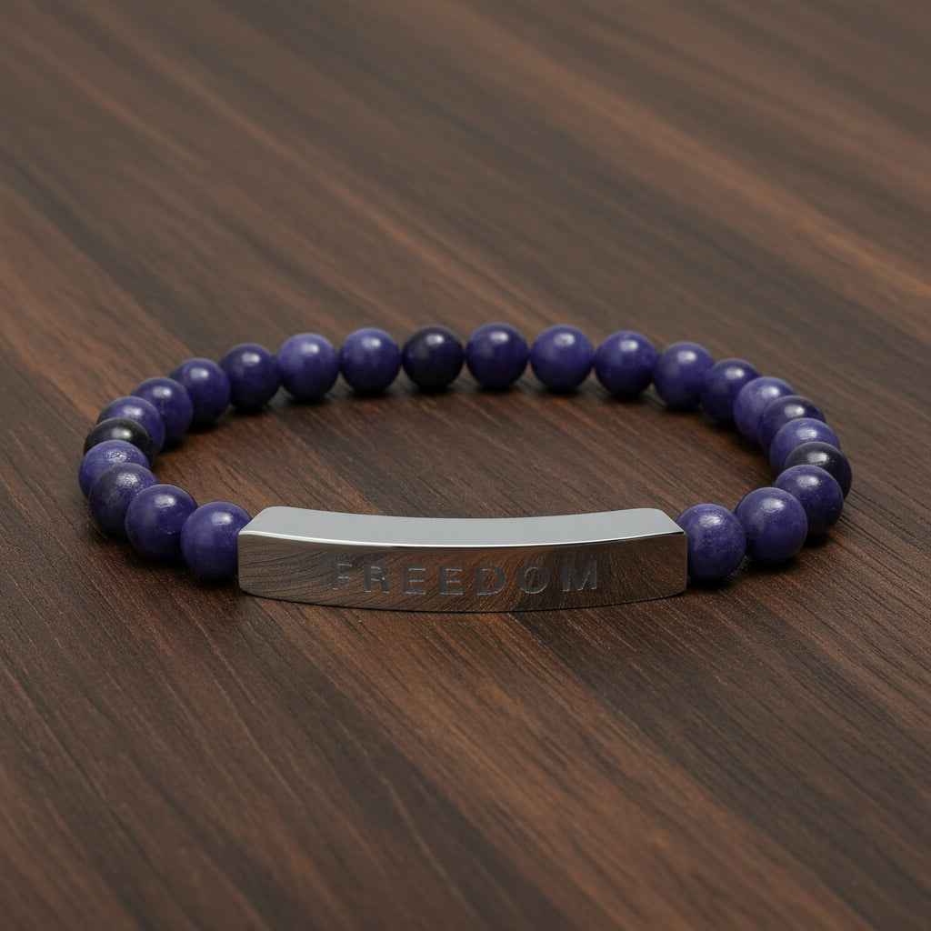 Natural Stone Freedom Bracelet - Stretch Bar Design