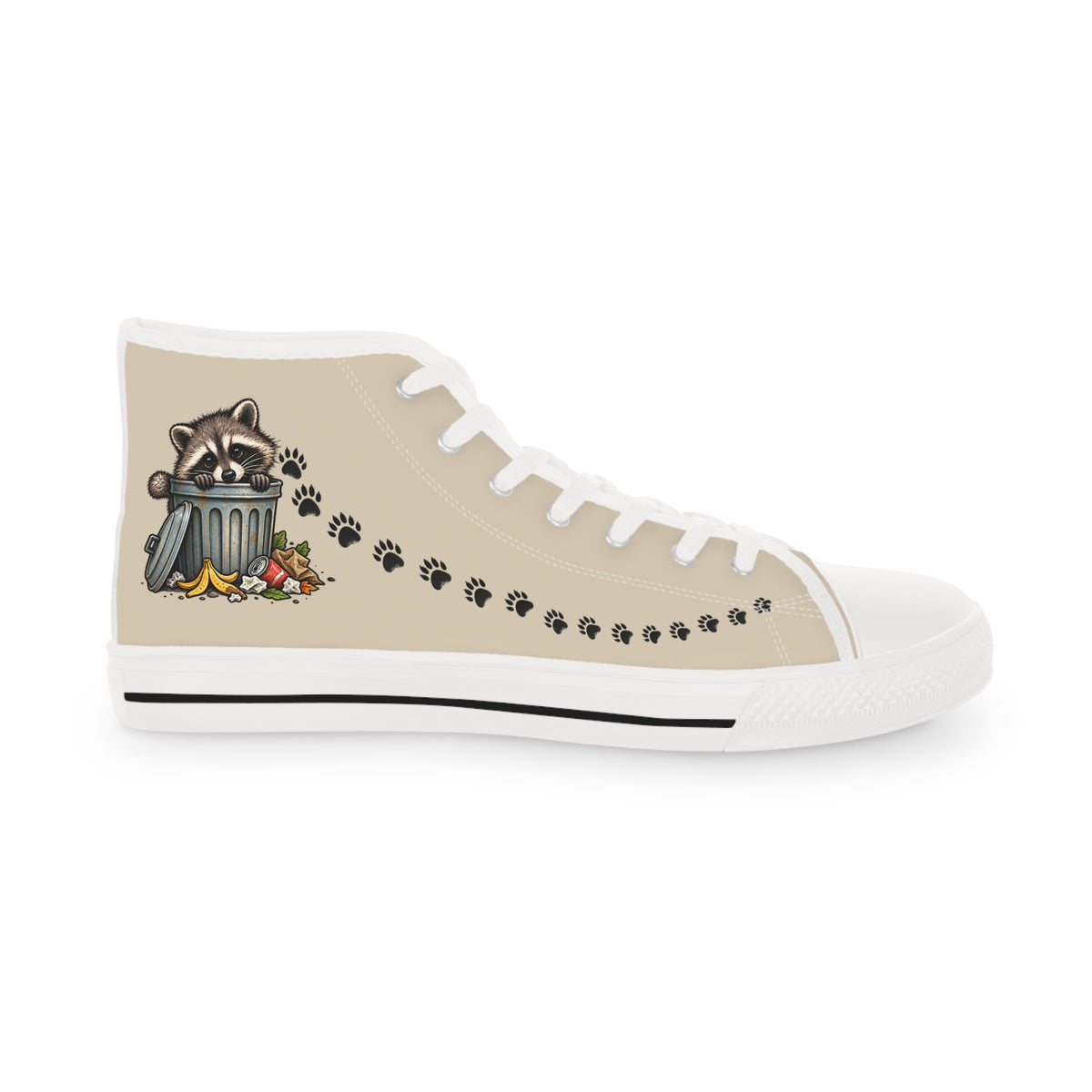 Jimothy Raccoon Paw Print Men's High-Top Canvas Sneakers