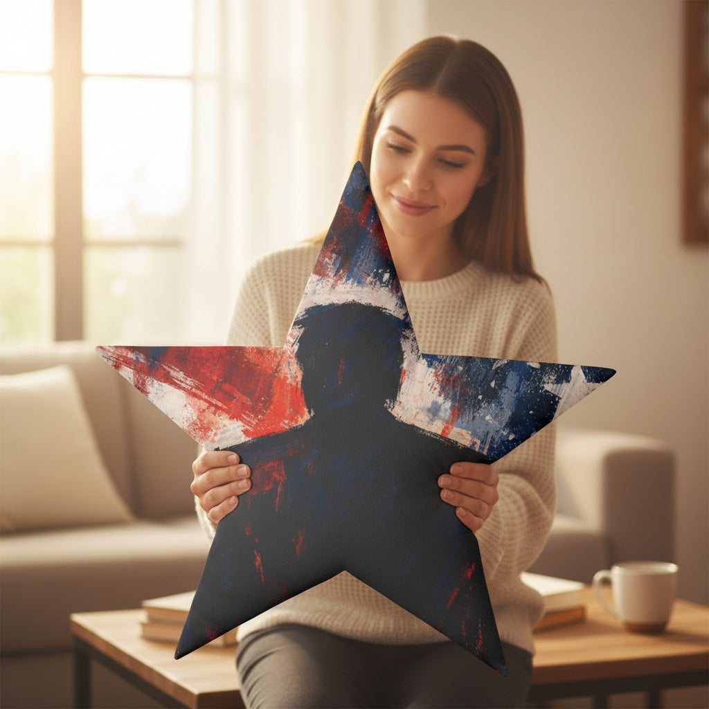 Patriotic Star Silhouette Custom Shaped Pillow – Bold Americana Statement Décor