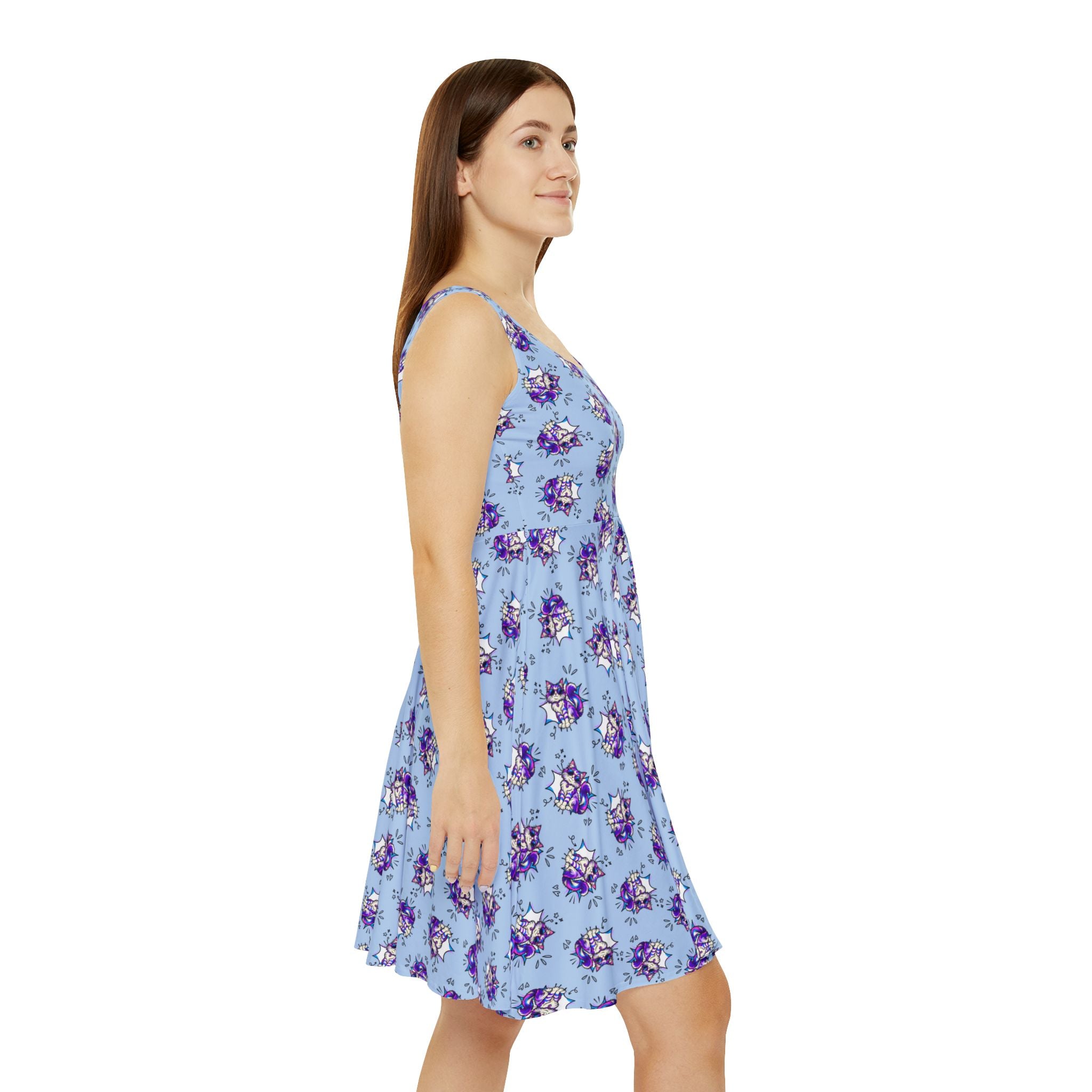 Retro Comic Cat Skater Dress
