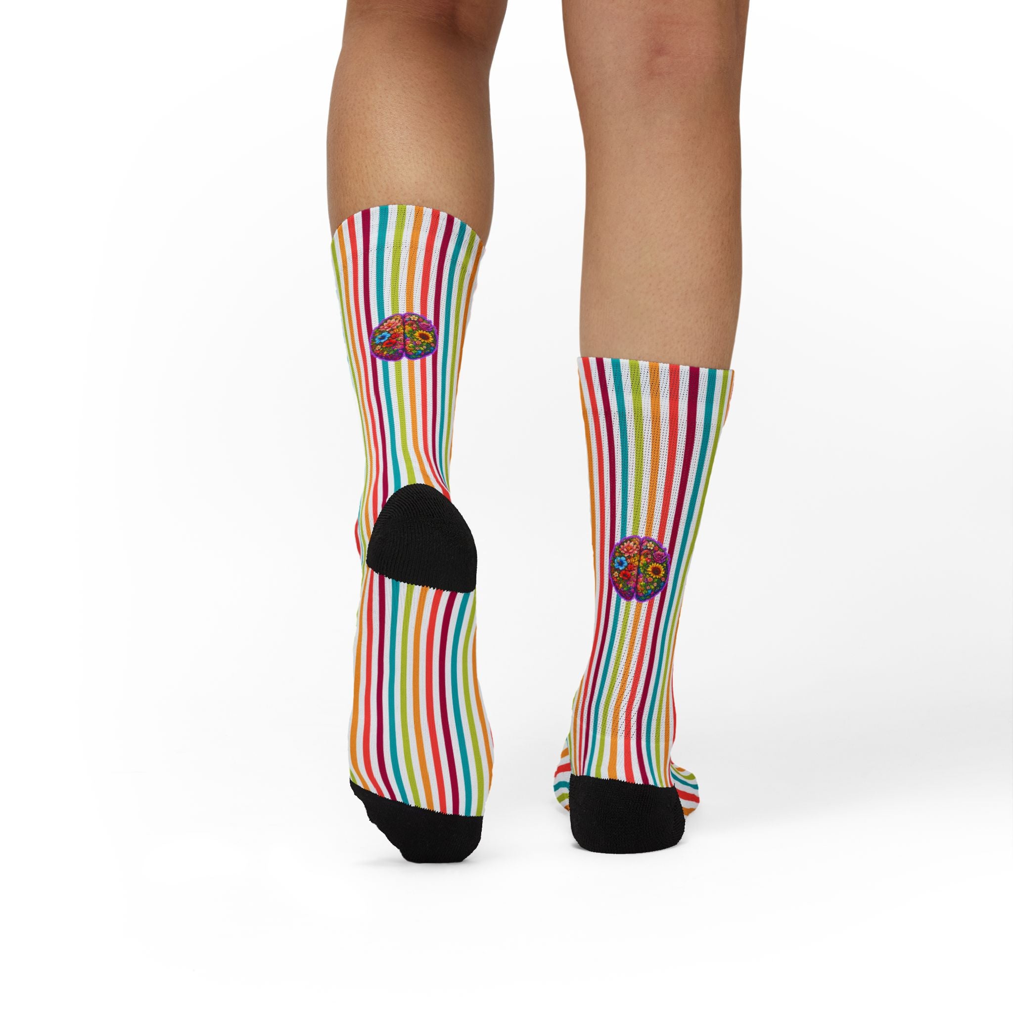 Floral Brain Epilepsy Awareness Crew Socks – Colorful Neurostrong Socks