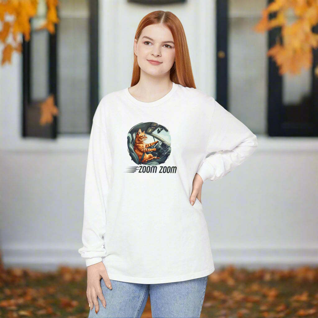 Zoom Zoom Zoomie Kitty Long Sleeve Tee, Unisex Spooky Shirt