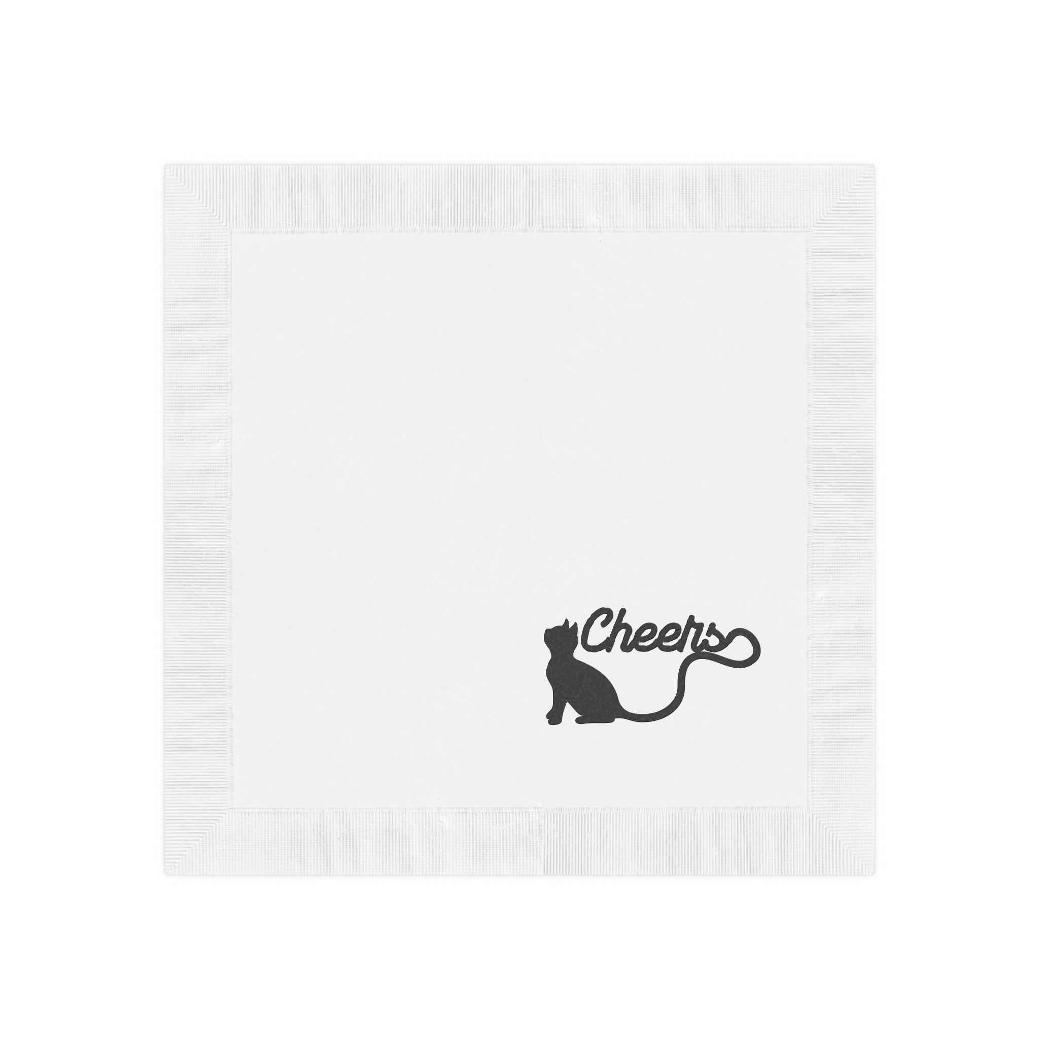 “Cheers Cat Tail” Cocktail & Luncheon Napkins – Minimalist Long-Tail Silhouette Design