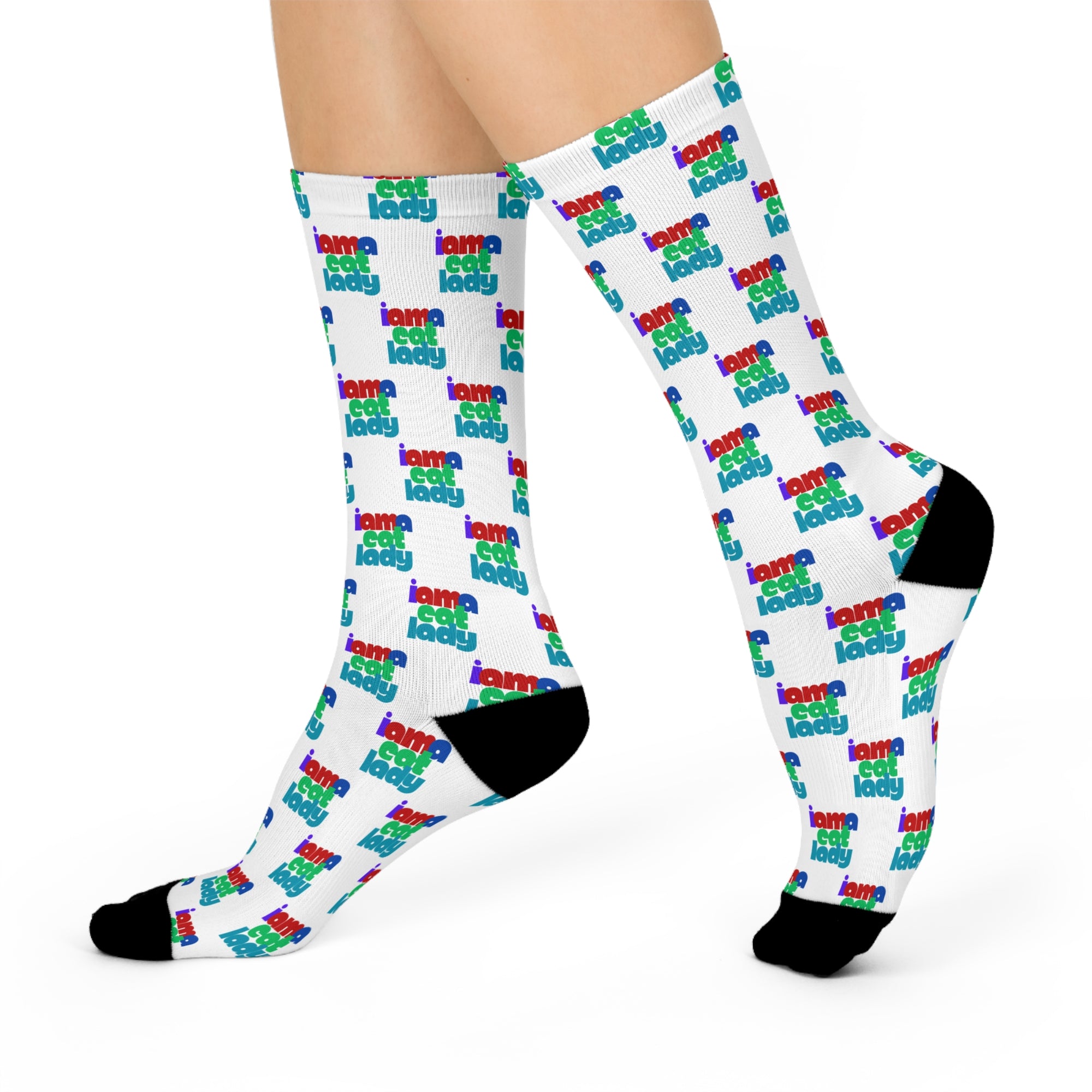 Colorful Cat Lady Statement Cushioned Crew Socks